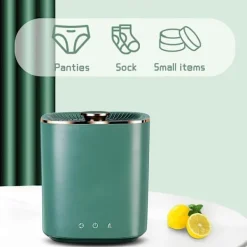 Discount Bärbar Kompakt Mini Tvättmaskin, Personlig Klädtvättmaskin, Liten Bärbar Tvättmaskin kompatibel med Studentboende, (Grön)