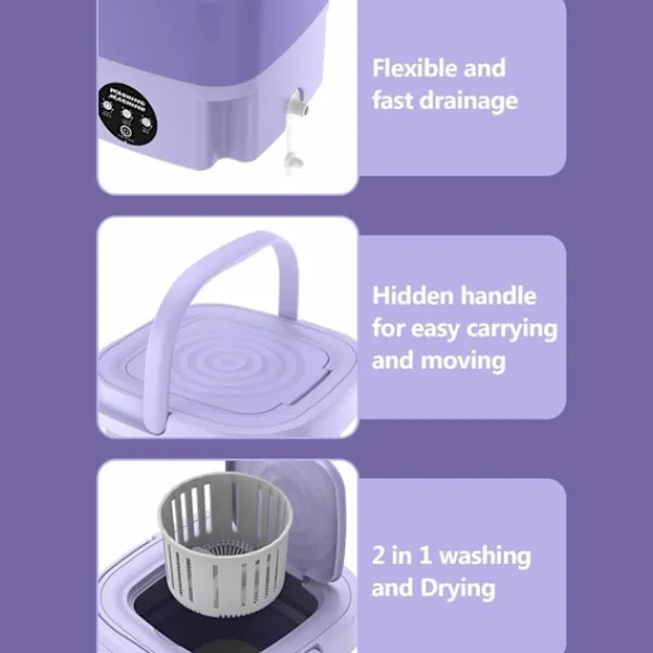 Clearance Bärbar 8L Vikbar Minitvättmaskin, Minitvättmaskin och Torktumlare
