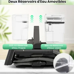 Hot COSTWAY Bärbar Mattvätt 1800W -Kallt/Varmt Vatten, Sterilisering, Dampfunktion-17 kPa-Tank 1,1 L-Slang 1,6 M-2 i 1 Borstar