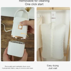 Hot Bärbar Mini Torktumlare med Inbyggd Torkpåse för Resor och Hemmabruk Vit 70x70 cm