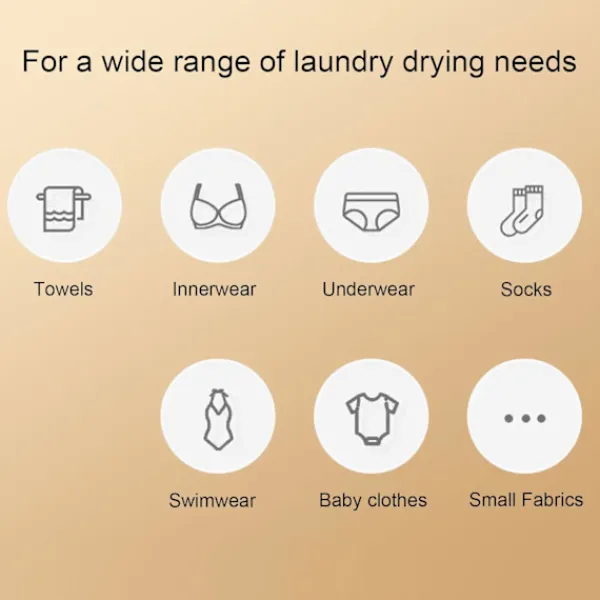 Hot Bärbar Mini Torktumlare med Inbyggd Torkpåse för Resor och Hemmabruk Vit 70x70 cm