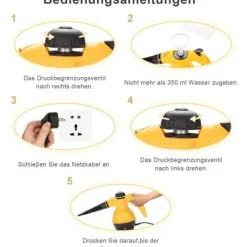 Online Generic Bärbar Ångrengörare - Hushållsapparater - 1000 W - 4 bar - 350 ml - Gul