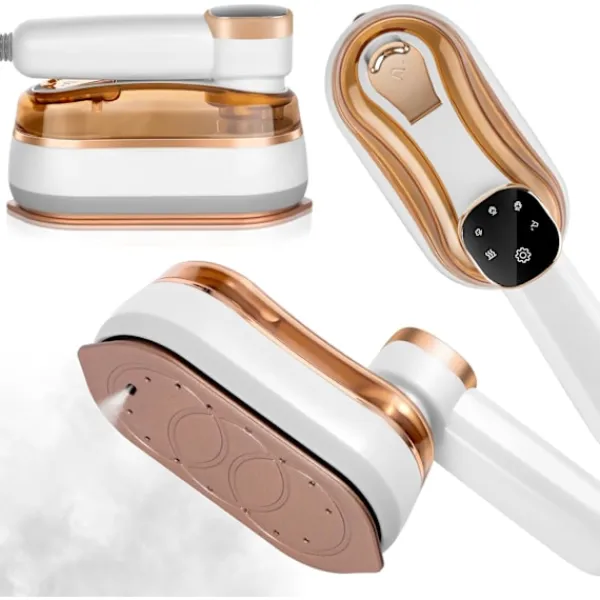 Outlet Bärbar Ångstrykjärn, 1200W Mini Ångstrykjärn med LCD-Skärm, Handhållen för Kläder med 5 Lägen, Snabb Uppvärmning Ångstrykjärn