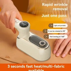 Outlet Bärbar Reseångstrykjärn, 1200W Handhållen med LCD-display, Snabb Uppvärmning, 180° Vridbart Handtag, Wh