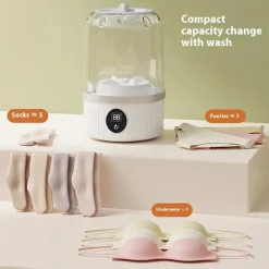 Outlet Bärbar Tvättmaskin - Trådlös - Uppladdningsbar - För Delikata Underkläder - Kompakt