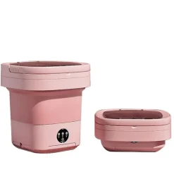 Hot Bärbar tvättmaskin, 11L 2-i-1 hopfällbar tvättmaskin och centrifugering pink
