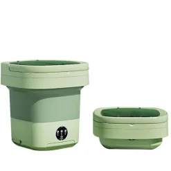 New Bärbar tvättmaskin, 11L 2-i-1 hopfällbar tvättmaskin och torktumlare green