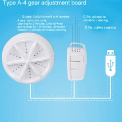 Hot LBSS Bärbar tvättmaskin Mini Turbo USB driven Tar bort smutstvättmaskin Tvättmaskin för resor hem Type B USB Plug