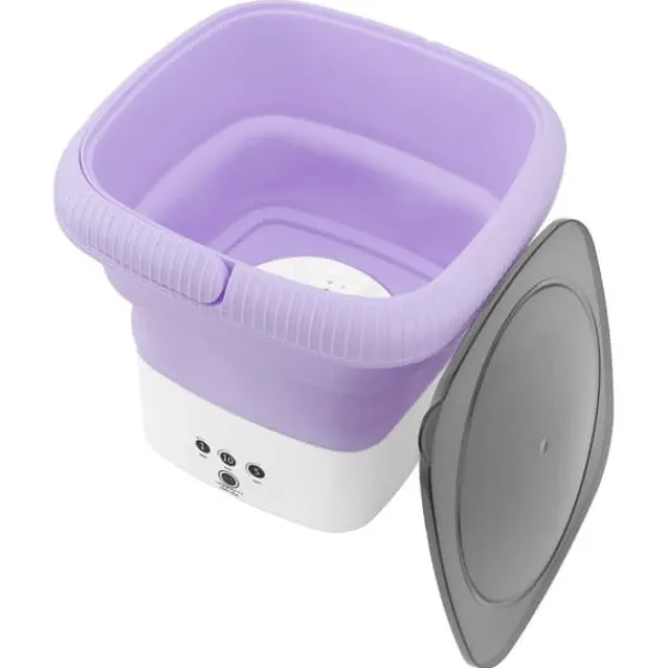 Bärbar Tvättmaskin Vikbar Mini Liten Bärbar Tvättmaskin för Lägenhetstvätt Resor 100‑240V EU-kontakt Lila