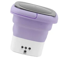 Bärbar Tvättmaskin Vikbar Mini Liten Bärbar Tvättmaskin för Lägenhetstvätt Resor 100‑240V EU-kontakt Lila