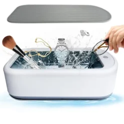 Outlet Bärbar Ultraljudstvätt 640ML för Glasögon Smycken Professionell Rengöringsenhet Grå