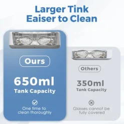 Outlet Bärbar Ultraljudstvätt 640ML för Glasögon Smycken Professionell Rengöringsenhet Grå