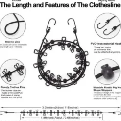 New Bärbar vindtät torkställning för utomhuscamping, multifunktionell elastisk tvättlina för resor