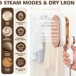 Clearance Bärbart Ångstrykjärn, 1200W Mini Ångstrykjärn med LCD-Skärm, Handhållet för Kläder med 5 Lägen, Snabb Uppvärmning Ångstrykjärn-XF6-