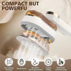 Hot Bärbart ångstrykjärn, 1200W mini-ångstrykjärn med LCD-skärm, handhållet för kläder med 5 lägen, snabb uppvärmning