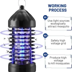 Outlet Bug Zapper, Elektrisk Flugzapper, Myggdödare Utomhus/Inomhus, 4200V 20W Vattentät Flugzapper Myggfälla, Myggdödare för Hem, Uteplats, Ba