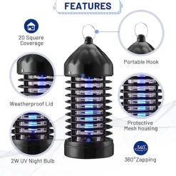 Outlet Bug Zapper, Elektrisk Flugzapper, Myggdödare Utomhus/Inomhus, 4200V 20W Vattentät Flugzapper Myggfälla, Myggdödare för Hem, Uteplats, Ba