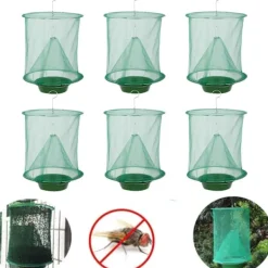 Discount DMstore Buggmedel Utomhus 6-pack Ranch Flugfångare, Återanvändbar Flugbur green