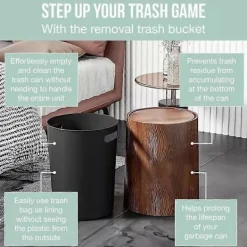 Discount [CA] 12/15L Papperskorg med Lock - Valnötsbrun Trämönstrad Badrumspapperskorg 12L