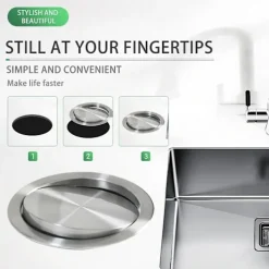 [CA] Sopbehållare med lock i rostfritt stål, inbyggd, balanserad, svängbart lock