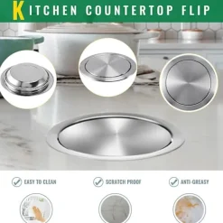 [CA] Sopbehållare med lock i rostfritt stål, inbyggd, balanserad, svängbart lock