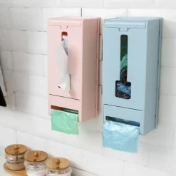 Online CDQ Väggmonterad Plastpåse Återanvändbar Soppåse Dispenser Vit