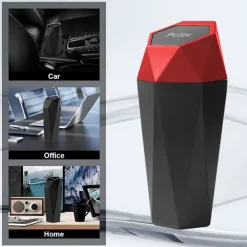 Sale CGEAMDY Mini Bil Papperskorg med Lock - Läcksäker Mugghållare Papperskorg, Portabel för Bil, Hem, Kontor, Sovrum, Röd Red