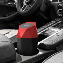 Sale CGEAMDY Mini Bil Papperskorg med Lock - Läcksäker Mugghållare Papperskorg, Portabel för Bil, Hem, Kontor, Sovrum, Röd Red