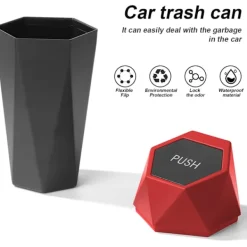 Best CGEAMDY Mini Bil Papperskorg med Lock - Läcksäker Mugghållare Papperskorg, Portabel för Bil, Hem, Kontor, Sovrum, Röd Red