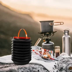 23*18cm - Bärbar hopfällbar soptunna behållare med lock