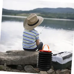 23*18cm - Bärbar hopfällbar soptunna behållare med lock