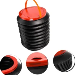 23*18cm - Bärbar hopfällbar soptunna behållare med lock