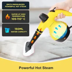 Sale *Comforday Multifunktionell ångtvätt, bärbar ångkokare med 9 borttagningstillbehör för trottoarer, mattor, kakel, bilbarnstolar och mycket mer