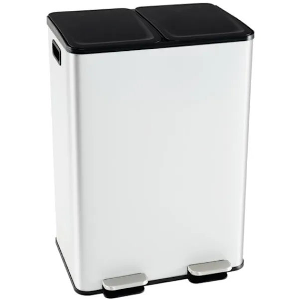 Sale COSTWAY Kökssorteringslåda, 2 Fack 2 x 30L, Dämpad Tyst Stängning, Anti-Fläckar och Lukt Vit