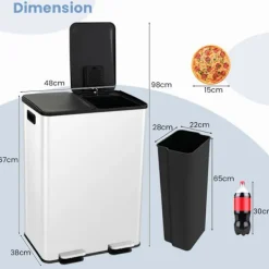 Sale COSTWAY Kökssorteringslåda, 2 Fack 2 x 30L, Dämpad Tyst Stängning, Anti-Fläckar och Lukt Vit