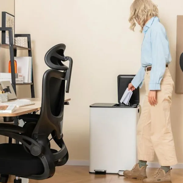 Sale COSTWAY Kökssorteringslåda, 2 Fack 2 x 30L, Dämpad Tyst Stängning, Anti-Fläckar och Lukt Vit