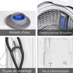 Sale COSTWAY Mini tvättmaskin med centrifugering 3,5 kg Auto 240W med uttorkningsfunktion Kontrollpanel för lägenheter