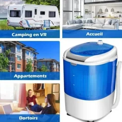 Clearance COSTWAY Mini-tvättmaskin med enkelsnurra 2,5 kg bärbar med tidsfunktion för lägenhet/sovsal