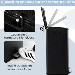 Discount COSTWAY Sopsortering Köksavfall, 2 Fack 2 x 30L, Dämpad Tyst Stängning, Anti-fläckar och Lukter Svart