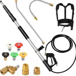 Clearance COSTWAY teleskoplans för högtryckstvätt 550CM 5 sprutmunstycken, 2 adaptrar, vridbar koppling, sele