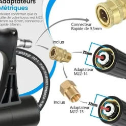 Clearance COSTWAY teleskoplans för högtryckstvätt 550CM 5 sprutmunstycken, 2 adaptrar, vridbar koppling, sele