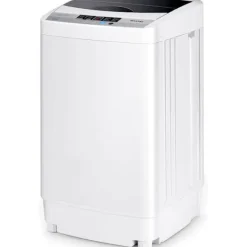 COSTWAY Tvättmaskin Automatisk 10 Program Kapacitet Tvätt 4,5 kg LED-display Tvättmaskin Vatten- och Energibesparing