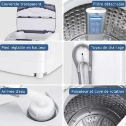 COSTWAY Tvättmaskin Automatisk 10 Program Kapacitet Tvätt 4,5 kg LED-display Tvättmaskin Vatten- och Energibesparing