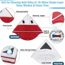 Online Dammsudd och golvtvätt Dubbelsidig fönsterputs, magnetisk fönsterputs, dubbelsidig fönsterputs med fallskydd, lämplig för torkning