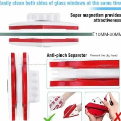 Online Dammsudd och golvtvätt Dubbelsidig fönsterputs, magnetisk fönsterputs, dubbelsidig fönsterputs med fallskydd, lämplig för torkning