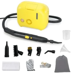Sale COSTWAY Dammsugare med ånga för vägglöss 1600W -180℃-3 Bar-Reservoir 1L-Förvärmning på 15s-Justerbar intensitet-12 tillbehör-Gul