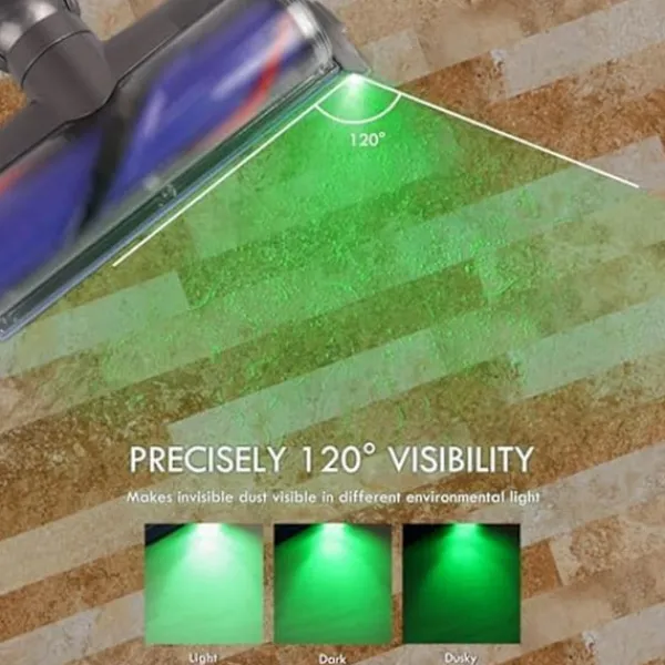 New Dammsugarlampa LED-ljusfäste, grönt LED-ljus för dammsugartillbehör Grey