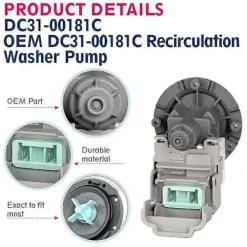 Clearance DC31-00181C Tvättmaskinspumpmotor Ersätter DC31-00030E, 00030J, 30008F, DC96-01113G, AP6025315 för Recirkulation