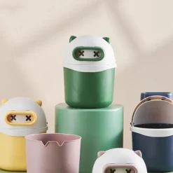 Clearance Dekorativ papperskorg med panda-design för skrivbord, söt papperskorg för kontor