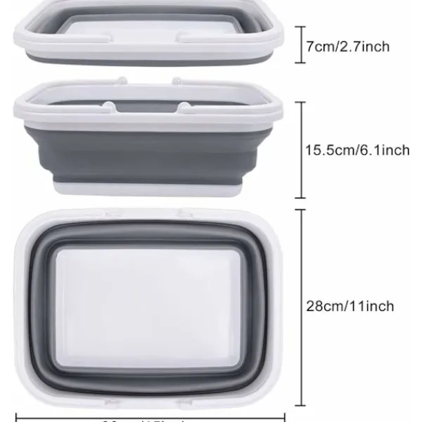 Outlet 1-delad hopfällbar diskho, hopfällbar tvättkorg i plast, bärbar picknickkorg för utomhusbruk, för diskning, camping, vandring och H